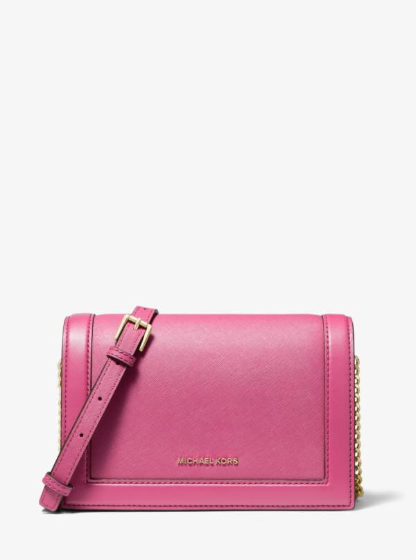 Damske Crossbody Kabelka Michael Kors Jet Set Large Saffiano Leather Ruzove - Kabelky Michael Kors Akcia | YXFCD-0816